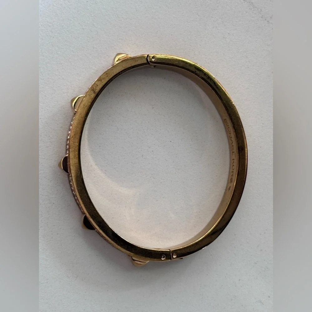 Michael Kors Gold Pavé Pyramid Stud Bangle Bracelet - Picture 4 of 5